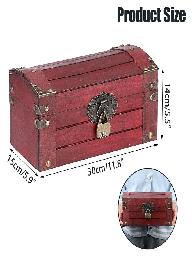 ELLDOO Vintage Treasure Chest Box with Combination Lock, Large Pirate Chest Keepsakes Box for Kids Gifts, Wooden Treasure Storage Decorative Trunk for Jewelry Pearl Trinkets Coin - Image 2